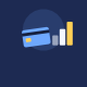 Illustration of a credit card next to three rising bars, representing a credit history that grows over time.