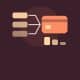 Illustration of three small cards merging into one larger card, with shrinking bars below it.