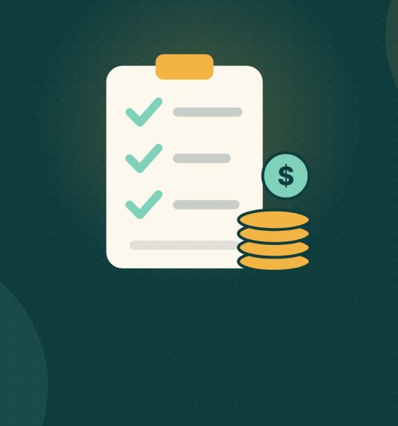 Illustration of a budget checklist on a clipboard with three check marks, a dollar coin and a stack of gold coins.