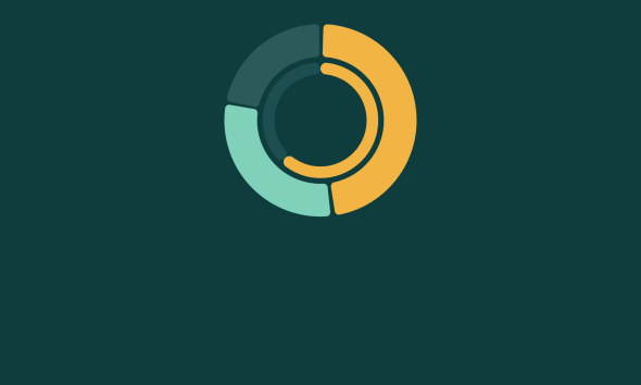 Illustration of a budget ring split into gold, mint and teal segments on a dark green background, representing monthly bills.