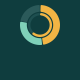 Illustration of a budget ring split into gold, mint and teal segments on a dark green background, representing monthly bills.