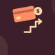 Illustration of a credit card beside a rising staircase arrow and a dollar coin, symbolizing paying down credit card debt step by step.